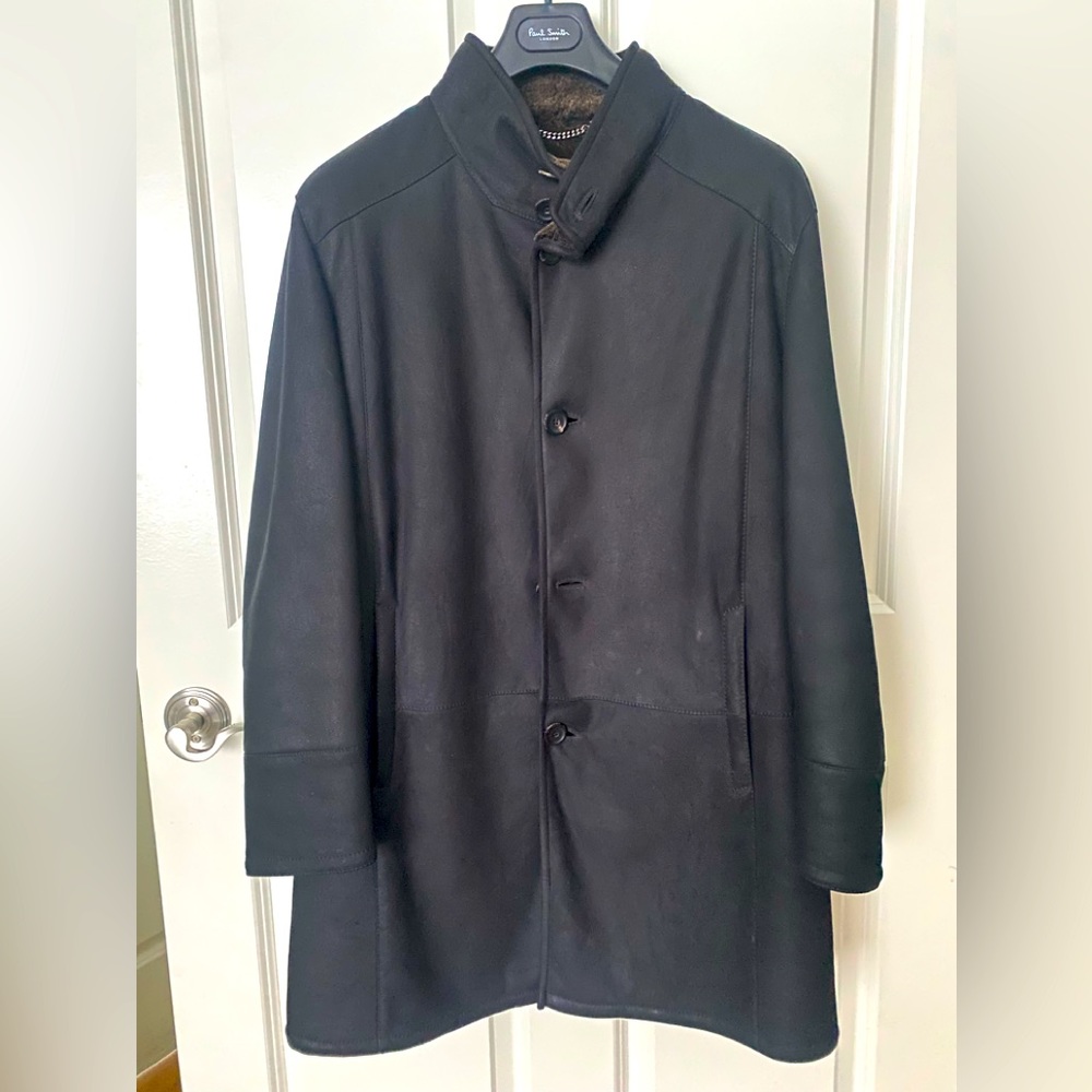 Guaranteed Original Shearling Black Jacket with Brown Interior